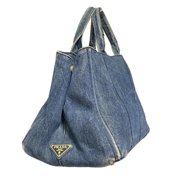 Auth PRADA CANAPA - Blue Denim Tote Bag - Picture 5 of 9